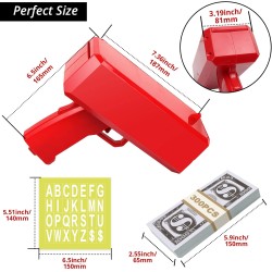 Barixus Money Gun Shooter: Cash Spray Gun Make it Rain Toy Gun with 300 Pcs Prop Money and 3 Sheets Letter Sticker for DIY, Fake Cash Cannon Money Gun Great Fun for Party Games Wedding Birthday