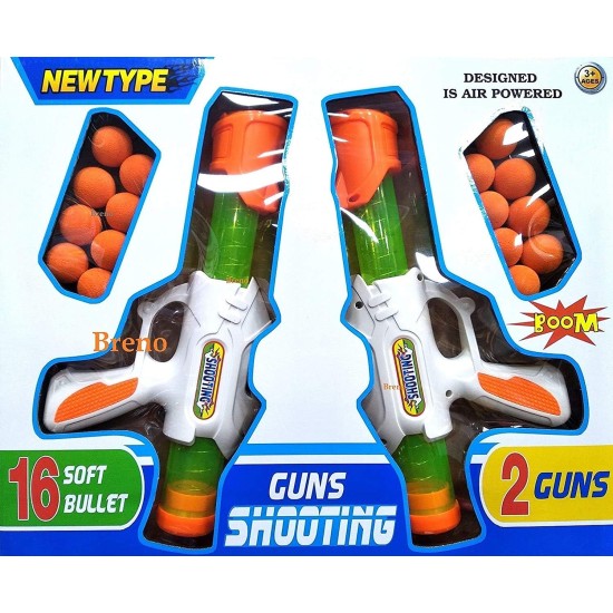Breno Shooting Ball Blaster Foam Shooter Gun for Boys Combo Pack of 2, Air Popper Gun Toys with 16 Soft Balls Foam Bullets, Toy Gun for 5 6 7 8 9 10 Year Old Kids with Bullets,Multi color Breno Shooting Ball Blaster Foam Shooter Gun for Boys Combo Pack of 2, Air Popper Gun Toys with 16 Soft Balls Foam Bullets, Toy Gun for 5 6 7 8 9 10 Year Old Kids with Bullets,Multi color