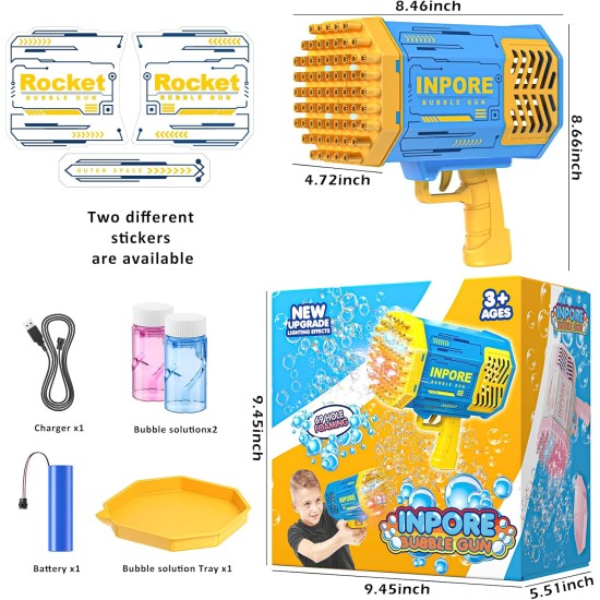 Bubble Machine Gun, 69 Holes Colorful Lights Bubble Gun, Bubble Maker Machine for Kids Adults Boys Indoor Outdoor Playing Activity Birthday Party Wedding(Blue) Bubble Machine Gun, 69 Holes Colorful Lights Bubble Gun, Bubble Maker Machine for Kids Adults Boys Indoor Outdoor Playing Activity Birthday Party Wedding(Blue)
