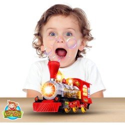 CifToys Bubble Blowing Toy Train - Battery Powered Steam Bubbles Locomotive Engine Car- Colorful Lights & Fun Sounds - Constant Motion & Automatic Change of Direction – 3 and Up