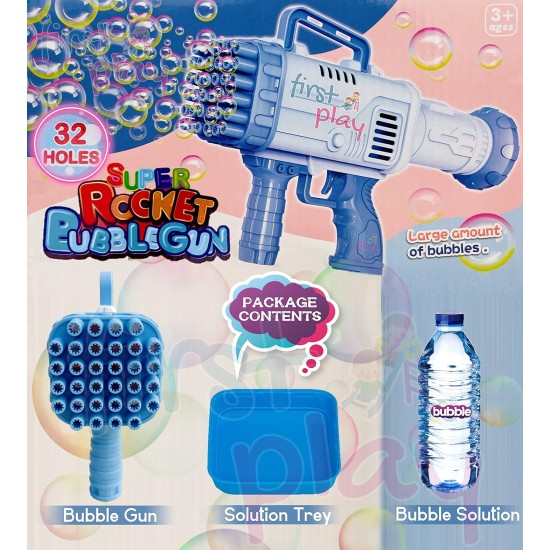 First Play 32-Hole Large Electric Bubbles Gun for Toddlers Toys,Gatling Bubble Machine Outdoor & Indoor Toys for Boys and Girls I Bubble Gun for Kids (32 Hole Blue) First Play 32-Hole Large Electric Bubbles Gun for Toddlers Toys,Gatling Bubble Machine Outdoor & Indoor Toys for Boys and Girls I Bubble Gun for Kids (32 Hole Blue)