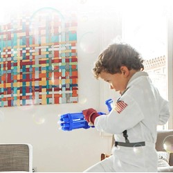 Gatling Bubble Machine 8 Holes For Kids, Blue