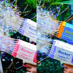 Generic Bubble Machine, 69 Holes Fan Bubble Gun with Colorful Lights, assorted colors