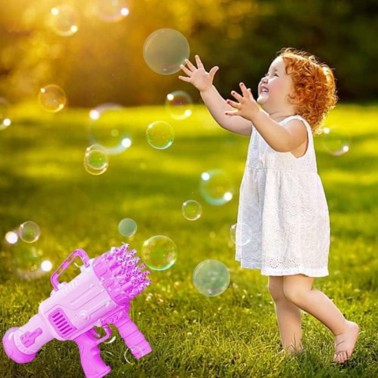 KIDSWAY Plastic Bubble 32 Holes Toy Bubble Maker Bubble Machine [Battery Operated/NOT Included] Big Size, Machine with Bubble Solution, Bubble Makers for Kids. [Pack of 1] (Multi)