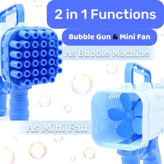 KIDSWAY Plastic Bubble 32 Holes Toy Bubble Maker Bubble Machine [Battery Operated/NOT Included] Big Size, Machine with Bubble Solution, Bubble Makers for Kids. [Pack of 1] (Multi)