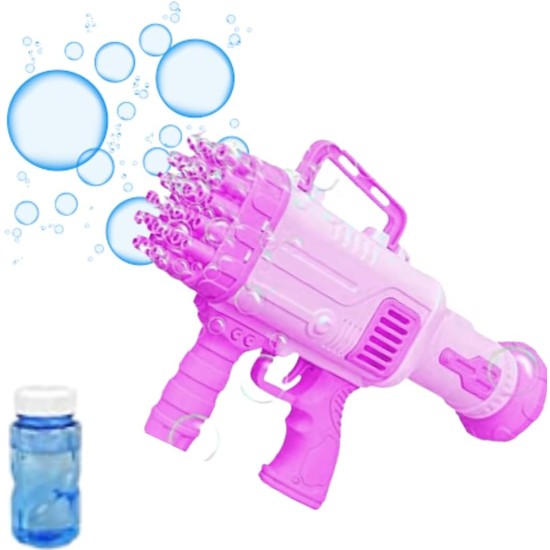 KIDSWAY Plastic Bubble 32 Holes Toy Bubble Maker Bubble Machine [Battery Operated/NOT Included] Big Size, Machine with Bubble Solution, Bubble Makers for Kids. [Pack of 1] (Multi)