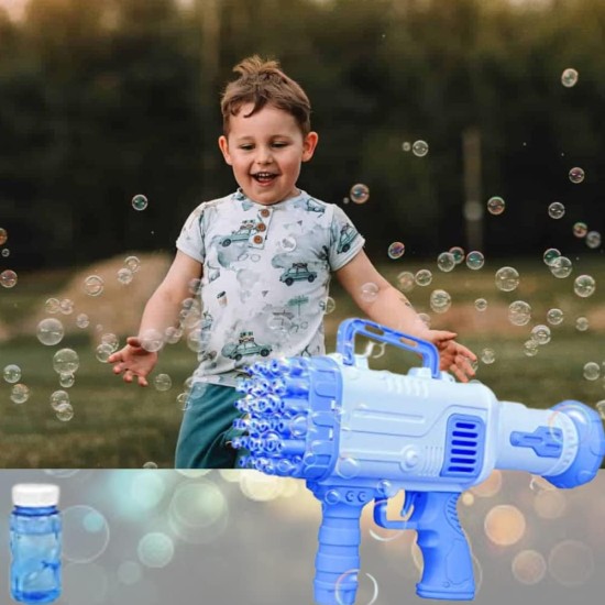KIDSWAY Plastic Bubble 32 Holes Toy Bubble Maker Bubble Machine [Battery Operated/NOT Included] Big Size, Machine with Bubble Solution, Bubble Makers for Kids. [Pack of 1] (Multi)
