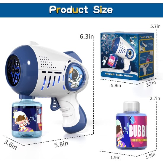 Lucky Doug Bubble Gun, Bubble Machine Gun for Kids Toddlers with Rich Bubbles, 5000+ Bubbles/Minute Bubble Guns for Kids with 360° Leak-Proof Design, Auto Bubble Gun