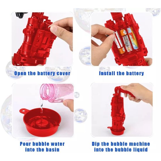 Niku 8 Hole Electric Gatling Bubble Gun for Kids with Soap Solution Indoor and Outdoor Toys for Toddlers Bubble Maker Gun Machine for Girls, Boys and for Parties (Multicolor, 3+ Year) Niku 8 Hole Electric Gatling Bubble Gun for Kids with Soap Solution Indoor and Outdoor Toys for Toddlers Bubble Maker Gun Machine for Girls, Boys and for Parties (Multicolor, 3+ Year)