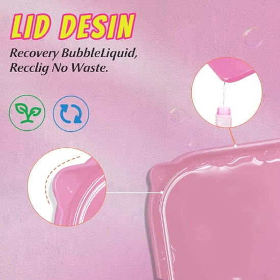Pitpat 64 Holes Bazooka Bubble Gun, Bubble Machine Gun 5000 Bubbles per Minutes, with 2 Bubble Solution 20 Packs Concentrate - Pink
