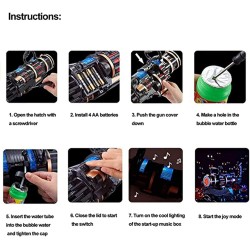 RubRab Bubble Gun Toy Bubble Machine 2022 Cool Toys Gift Eight Hole Huge Amount Automatic Bubble Maker Kids Bubble Gun Outdoor Toys Summer Party Toy with Light and Sound (Black)