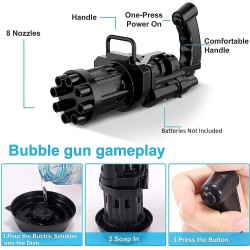 Toy Cloud Bubbles Gatling Machine 8-Hole Battery Operated Electric Gun Toy for Toddlers, Outdoor Toys for Boys and Girls – Multicolour