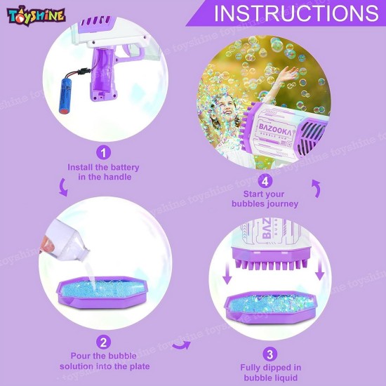 Toyshine 69 Holes Big Powerful Machine Bubble Bazooka Gun Toys for for Kids Adults, Bubble Makers, Big Rocket Boom Bubble Blower Best Gifts - Purple Toyshine 69 Holes Big Powerful Machine Bubble Bazooka Gun Toys for for Kids Adults, Bubble Makers, Big Rocket Boom Bubble Blower Best Gifts - Purple
