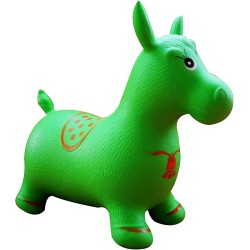 AppleRound Horse Bouncer with Hand Pump, Inflatable Space Hopper, Ride-on Bouncy Animal (Green)