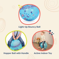 B. toys – Hop n’ Glow – Light-Up Bouncy Ball with Handle - Hopper Ball for Kids 3 years+ (Air Pump Included)