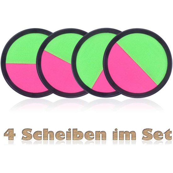 BeBuy24 Velcro ball game catch ball with 4 catch discs, 2 balls, Velcro ball game BeBuy24 Velcro ball game catch ball with 4 catch discs, 2 balls, Velcro ball game