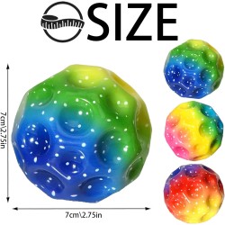 LUKIUP Astro Jump Ball, Multicoloured Galaxy Space Moon Ball, 7 cm High Jumping Rubber Ball, Banging Noise Making Jumping Ball for Children, Interactive Toy for Stress Relief for Children, Outdoor