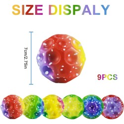Neiveino Astro Jump Ball Set, Moon Galaxy Ball, Spaceballs, Super High, Rainbow Springball Rubber Ball, Jumping Ball for Kids, Mini Bouncing Ball Toy, for Bouncy Balls for Kids, Party Gift, Moon Ball