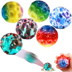 Pack of 6 Astro Jump Ball, Multicoloured Space Moon Ball, Mini Jump Ball, Super High Bouncing Lightweight Jumping Ball
