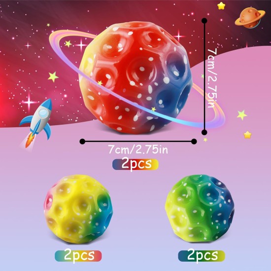 WDJLNZB 6 pieces Astro jump ball, high jumping rubber ball, moon ball, moon ball, lava ball, a banging noise, mini bouncing ball toy, bouncy balls for kids party gift (xuancai)