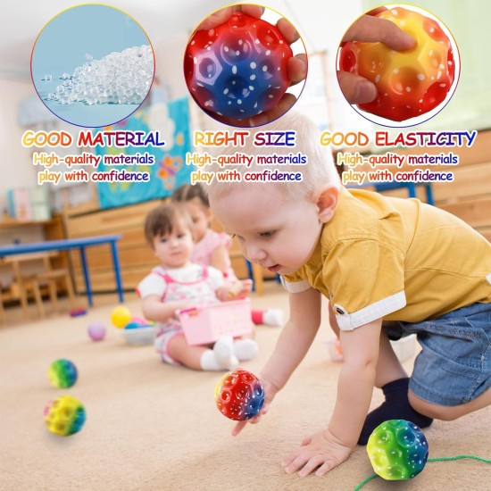 WDJLNZB 6 pieces Astro jump ball, high jumping rubber ball, moon ball, moon ball, lava ball, a banging noise, mini bouncing ball toy, bouncy balls for kids party gift (xuancai)