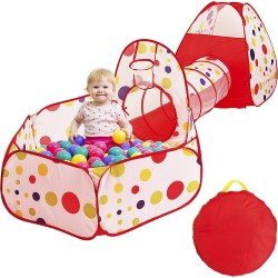 BREEZEE MARKET TU SONRISA NOS DEFINE, SMILE Children's 3-in-1 Folding Portable Tent, Tent with Tunnel and Ball Pool for Boys Girls and Babies, Tent and Heavy Duty Indoor Outdoor Easy to Assemble