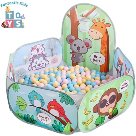 Fantastic-Kids-Toys Core Open House with Mini Basket Ball with 50 Balls (Green)