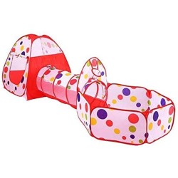Funny 3 in 1 Play Tent Toddlers Tunnel Pop Up Cubby Playhouse