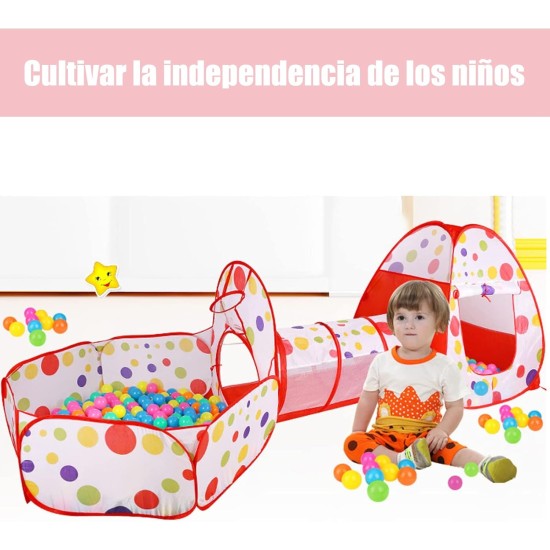 JunYY 3 in 1 Children's Tent, Ball Pit + Playhouse + Play Tunnel, Foldable Play Play Tent for Children Outdoor Indoor Garden Toys Boys Girls, Balls Not Included, Red JunYY 3 in 1 Children's Tent, Ball Pit + Playhouse + Play Tunnel, Foldable Play Play Tent for Children Outdoor Indoor Garden Toys Boys Girls, Balls Not Included, Red