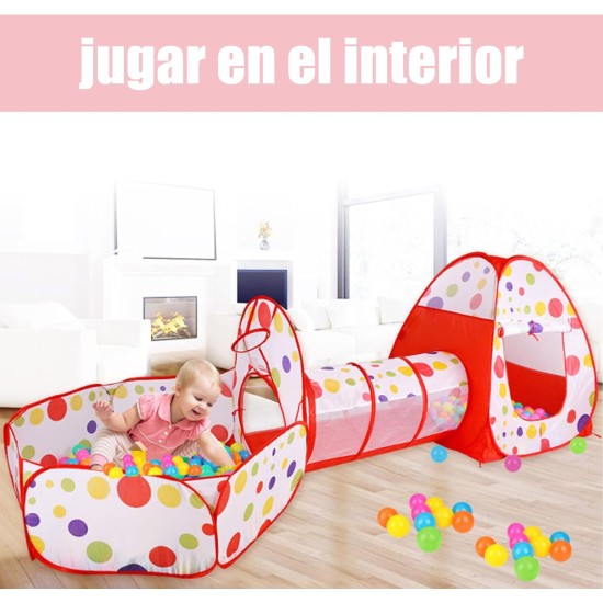 JunYY 3 in 1 Children's Tent, Ball Pit + Playhouse + Play Tunnel, Foldable Play Play Tent for Children Outdoor Indoor Garden Toys Boys Girls, Balls Not Included, Red JunYY 3 in 1 Children's Tent, Ball Pit + Playhouse + Play Tunnel, Foldable Play Play Tent for Children Outdoor Indoor Garden Toys Boys Girls, Balls Not Included, Red