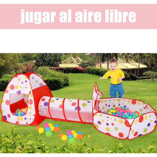 JunYY 3 in 1 Children's Tent, Ball Pit + Playhouse + Play Tunnel, Foldable Play Play Tent for Children Outdoor Indoor Garden Toys Boys Girls, Balls Not Included, Red JunYY 3 in 1 Children's Tent, Ball Pit + Playhouse + Play Tunnel, Foldable Play Play Tent for Children Outdoor Indoor Garden Toys Boys Girls, Balls Not Included, Red
