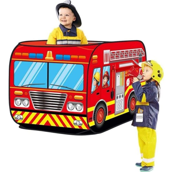 Kids Fire Truck Play Tent with Foldable Top and Back Slots Kids Fire Truck Play Tent with Foldable Top and Back Slots