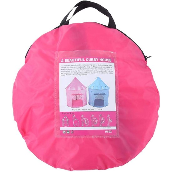 Kid's Portable Palace Castle House Play Tent Playhouse - Pink