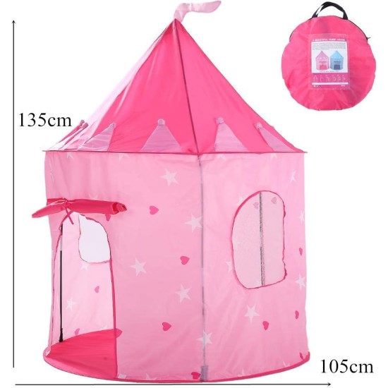 Kid's Portable Palace Castle House Play Tent Playhouse - Pink