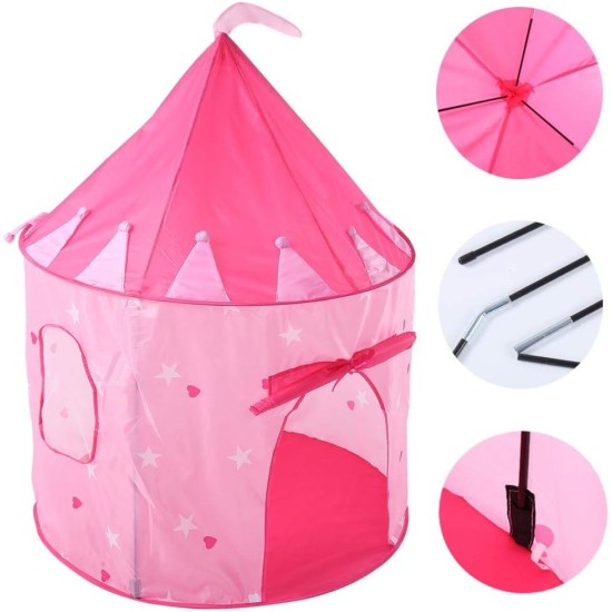 Kid's Portable Palace Castle House Play Tent Playhouse - Pink