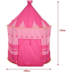 Prince Princess Castle Kids Play Tent Indoor Outdoor Children Foldable Playhouse with carry Bag Pink