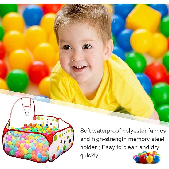 SKEIDO Eco-Friendly Ocean Ball Tent Foldable Play Pool for Children Baby's Indoor Toy House Cute Kid's Toy Pool Printed Tent (Red)