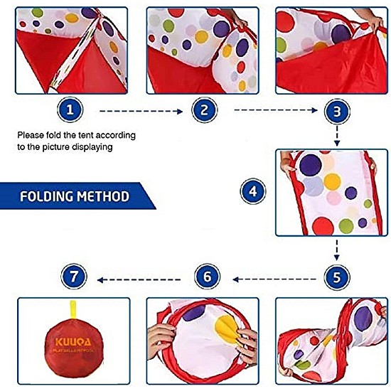 SKEIDO Eco-Friendly Ocean Ball Tent Foldable Play Pool for Children Baby's Indoor Toy House Cute Kid's Toy Pool Printed Tent (Red)