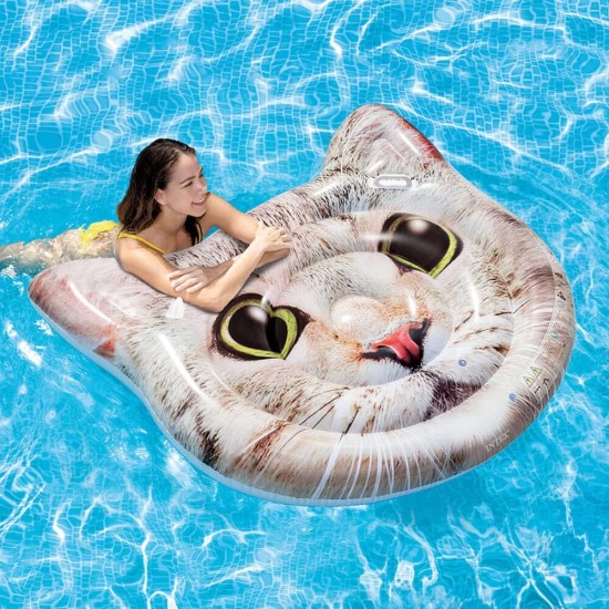 Intex 58784 Inflatable Cat Face Mat with Handles, 147 x 135 Centimeters-58784 Intex 58784 Inflatable Cat Face Mat with Handles, 147 x 135 Centimeters-58784