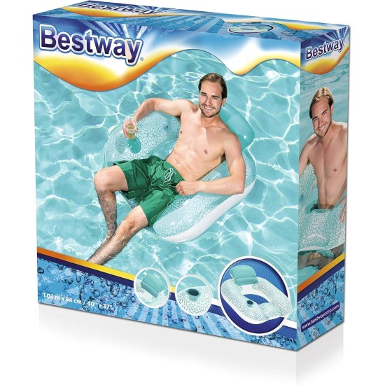 Bestway inflatable float with pillow Blue/White One Size 43097 Bestway inflatable float with pillow Blue/White One Size 43097