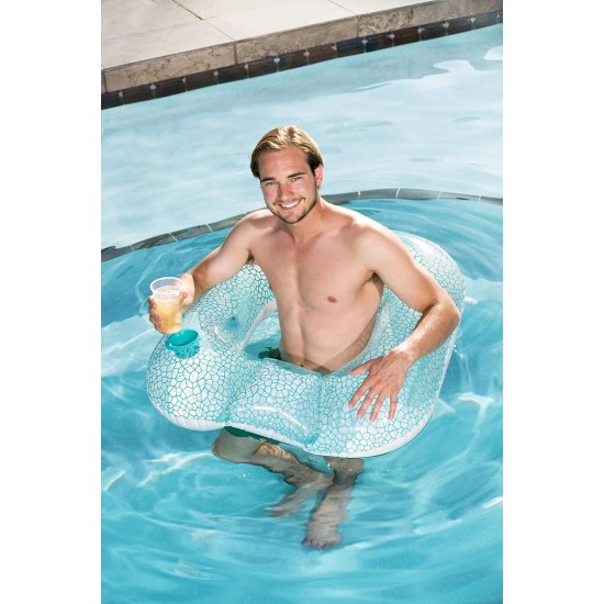 Bestway inflatable float with pillow Blue/White One Size 43097 Bestway inflatable float with pillow Blue/White One Size 43097