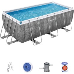 Bestway Power Steel 13'6" x 6'7" x 48"/4.12m x 2.01m x 1.22m Rectangular Pool Set