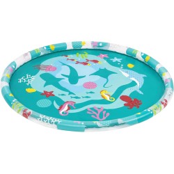 Bestway sprinkler splash pad, kids outdoor garden paddling pool, marine-life ocean print splash pad sprinkler, ages 2+