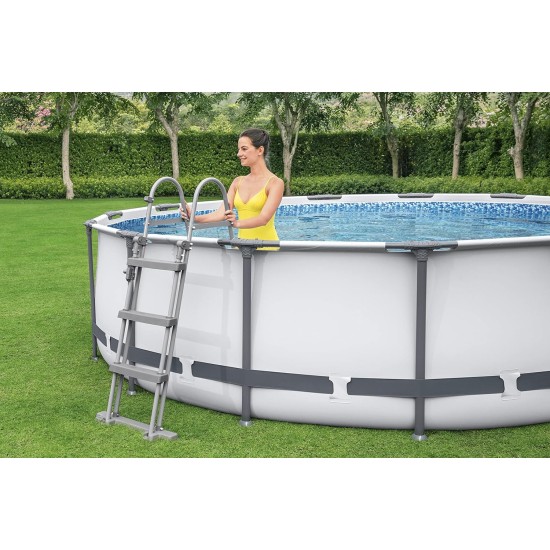 Bestway steel pro max above-ground pool complete set with filter pump, diameter 457 x 107 cm, grey, round Bestway steel pro max above-ground pool complete set with filter pump, diameter 457 x 107 cm, grey, round