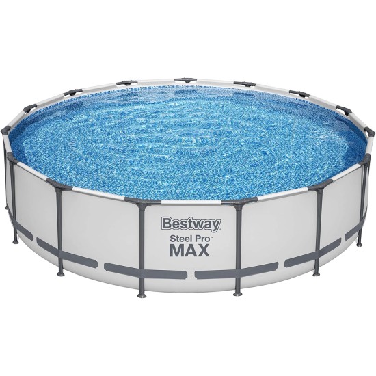 Bestway steel pro max above-ground pool complete set with filter pump, diameter 457 x 107 cm, grey, round Bestway steel pro max above-ground pool complete set with filter pump, diameter 457 x 107 cm, grey, round