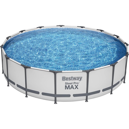 Bestway steel pro max above-ground pool complete set with filter pump, diameter 457 x 107 cm, grey, round Bestway steel pro max above-ground pool complete set with filter pump, diameter 457 x 107 cm, grey, round