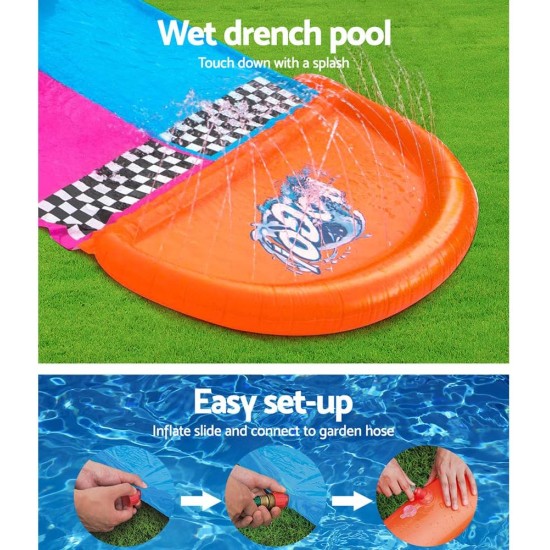Bestway H2OGO! 2er-Wasserrutsche mit aufblasbaren Lama-Schwimmtieren 487 cm Bestway H2OGO! 2er-Wasserrutsche mit aufblasbaren Lama-Schwimmtieren 487 cm