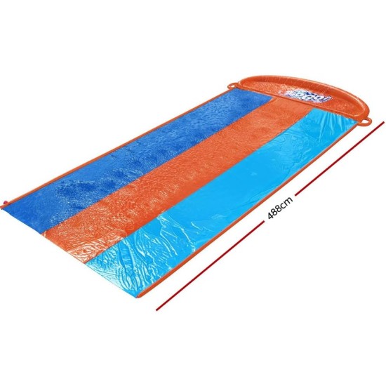 Bestway bw52329 h20go triple lane water slip and slide, 4.88m inflatable garden games with built-in sprinklers, colour Bestway bw52329 h20go triple lane water slip and slide, 4.88m inflatable garden games with built-in sprinklers, colour