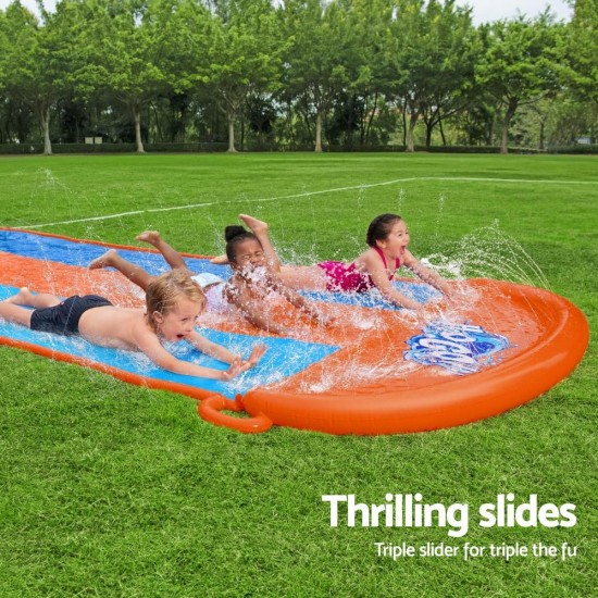 Bestway bw52329 h20go triple lane water slip and slide, 4.88m inflatable garden games with built-in sprinklers, colour Bestway bw52329 h20go triple lane water slip and slide, 4.88m inflatable garden games with built-in sprinklers, colour
