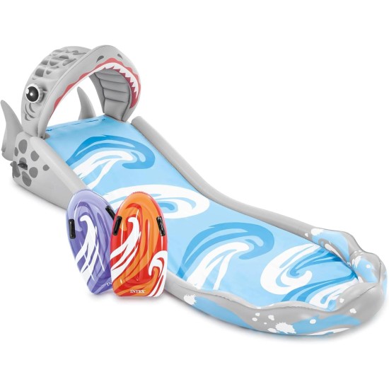 Intex | Inflatable Splash Play Center Shark Water Slide with 2 Surf Riders | Surf 'N Slide Kids 15' Long | 57159EP | 460*168*157 cm | Multi-colored Intex | Inflatable Splash Play Center Shark Water Slide with 2 Surf Riders | Surf 'N Slide Kids 15' Long | 57159EP | 460*168*157 cm | Multi-colored